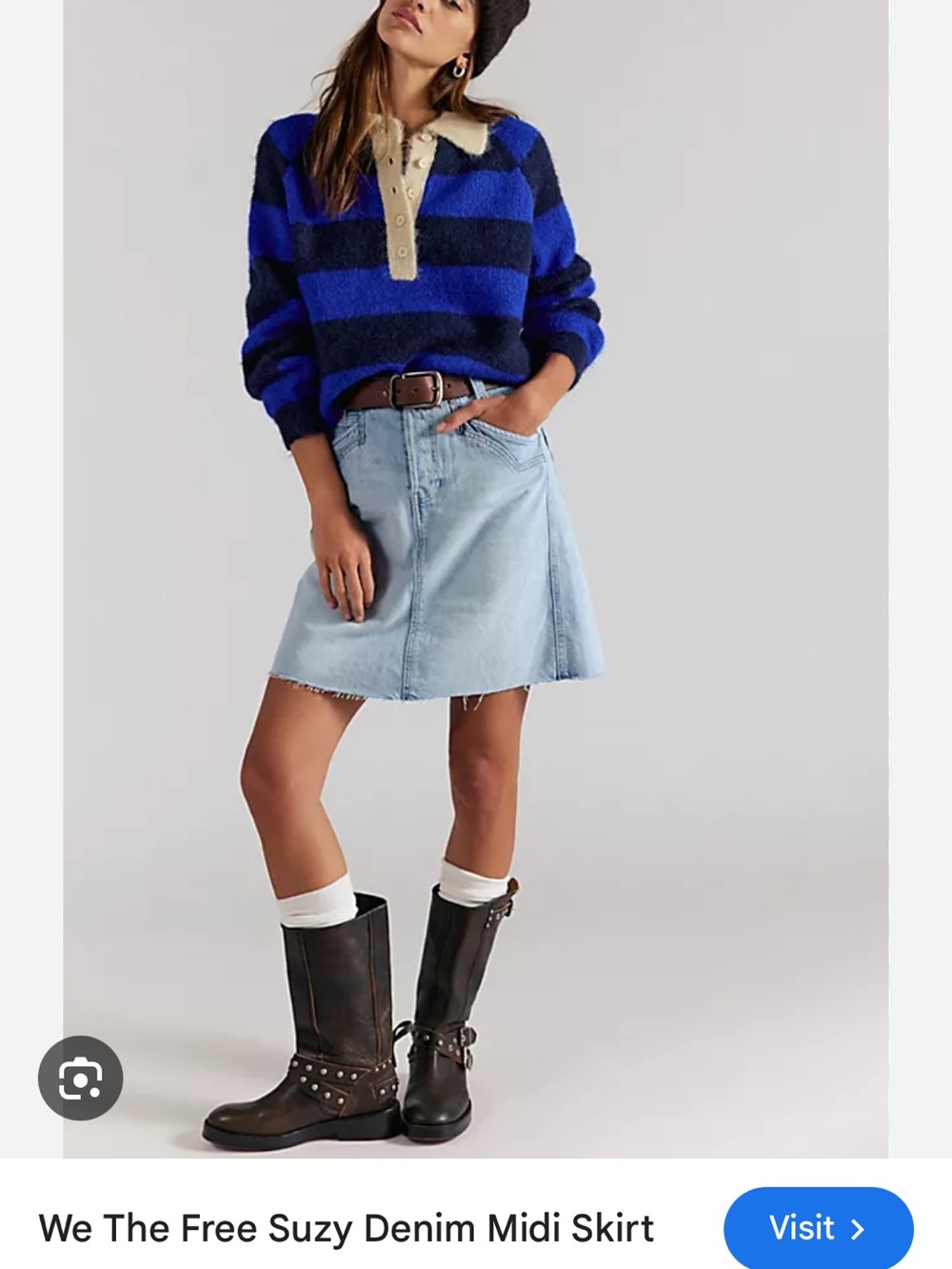 We The Free Denim Midi Skirt in Indigo Ruin